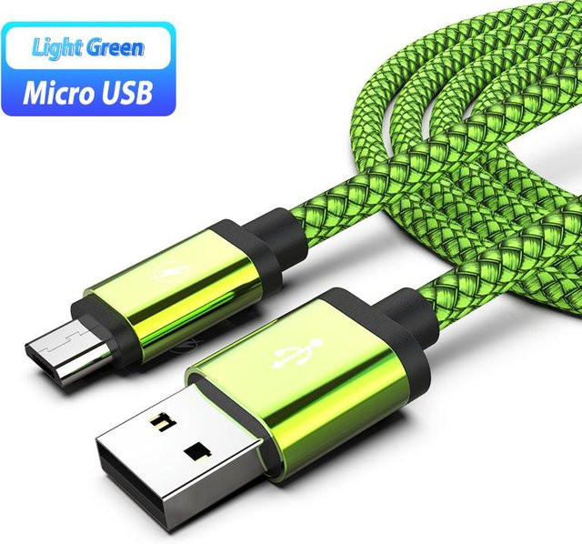 Micro-USB-Ladekabel für Android-Smartphones in Grün, kompatibel mit Samsung, Huawei, OPPO, OnePlus und Xiaomi - Bild 1