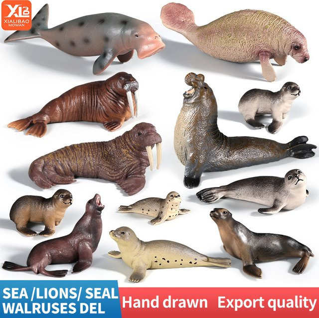 XIALIBAOMOWAN Ozean Meer Leben Tiere Walross Seekuh Seelöwe, Lernspielzeug, Set / Bundle - Bild 1