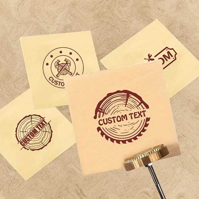 Maßgeschneiderter Messing-Brandingstempel mit individuellem Logo für Leder, Holz und Kuchen in Gold - Bild 1