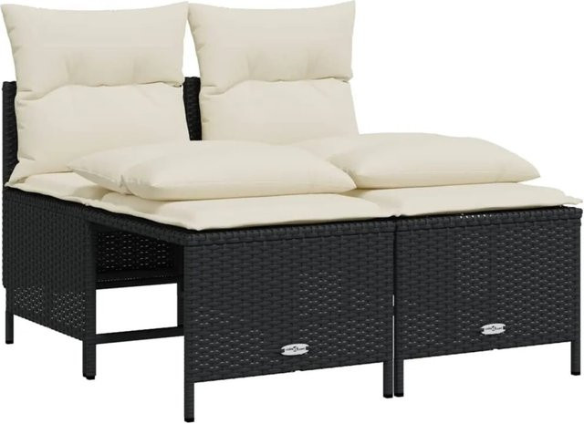 vidaXL 4-teilige Garten-Sitzgruppe aus Polyrattan mit Kissen in Schwarz - Bild 1