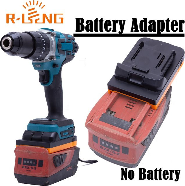 Akku-Adapter-Konverter für Hilti B22 CPC Lithium-Akkus zur Nutzung mit Makita 18 V Li-Ion Elektrowerkzeugen in Schwarz - Bild 1