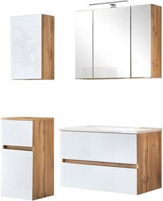 HELD MÖBEL Waschtisch-Set HELSINKI in Weiss, 6-teilig mit LED-Beleuchtung und Soft-Close-Türen - Bild 1