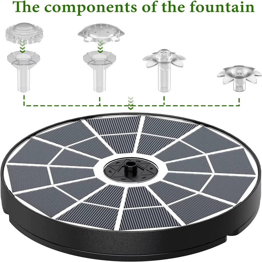 AISITIN Solar-Vogelbad-Brunnenpumpe 3,7 W, schwarze solarbetriebene Wasserpumpe für Garten, Teich, Pool und Aquarium, Durchmesser: 18,03 cm - Bild 4