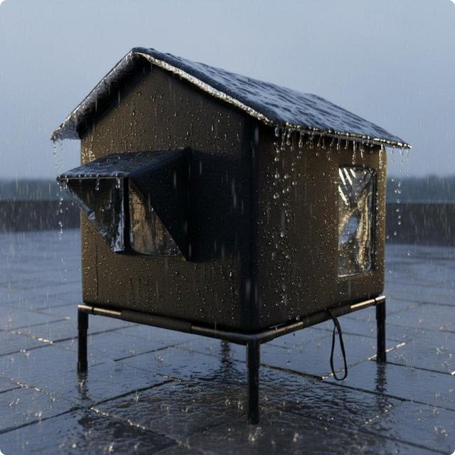 Isoliertes und wetterfestes Katzenhaus von HomeVibe Haus, faltbar, Schwarz, mit erhöhtem Boden für den Garten - Bild 1