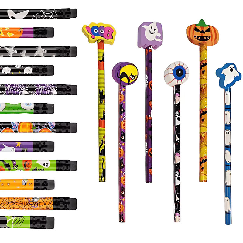 ZYF Halloween HB Bleistifte mit bunten Anspitzern, 12er Paket, Mehrfarbig - Bild 3