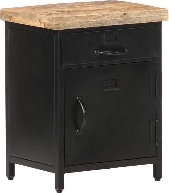 Nachttisch aus massivem Mangoholz von VD Home Furnishing im Industrial Design, Farbe Braun/Schwarz, B/T/H: 40 x 30 x 52 cm - Bild 1
