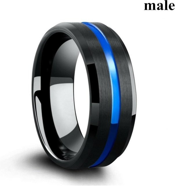 YIRAN Partnerringe Edelstahl, Schwarz, Blauer Zirkon, Unisex - Bild 1