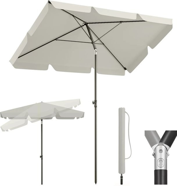 Sekey Balkonschirm rechteckig in Graubeige mit Schutzhülle, B/T: 200 x 125 cm, Höhe: 235 cm - Bild 1