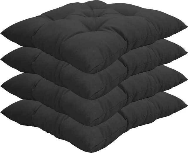 NYVI Genua Sitzkissen 4er Set Anthrazit, gesteppt und UV-beständig, B/T: 38 x 38 cm - Bild 1