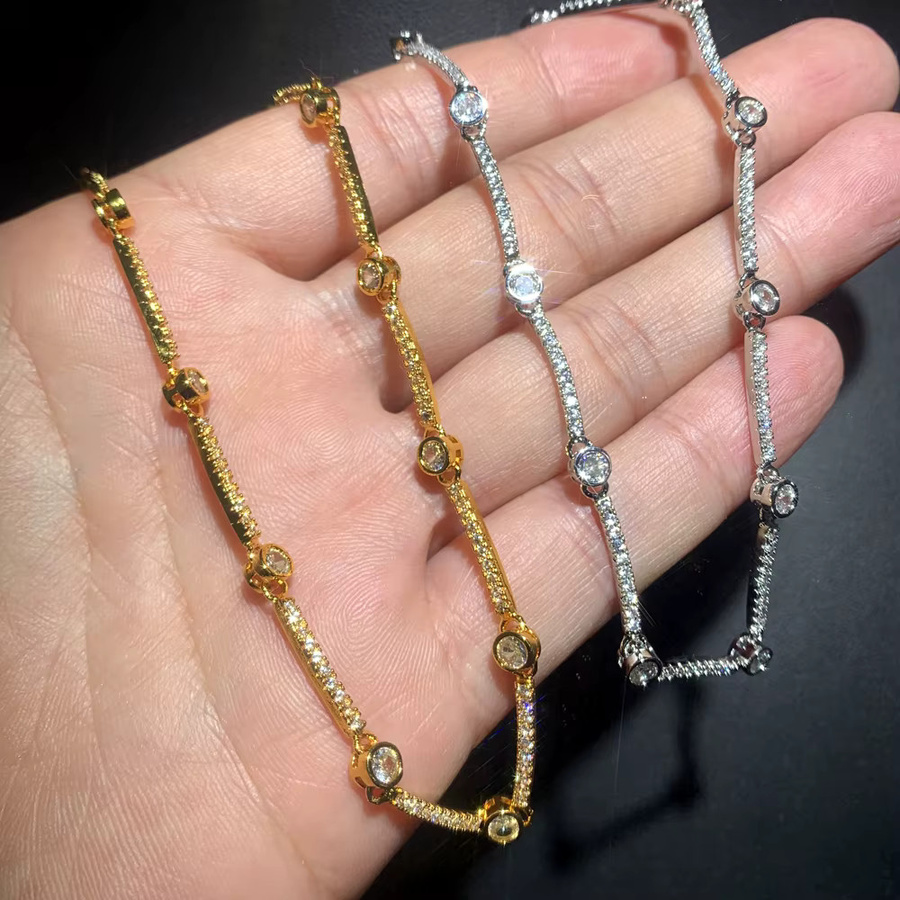 ATJMLADY Halskette, Goldfarben, Micro Pave 5A Kubikzirkonia CZ, Damen - Bild 2