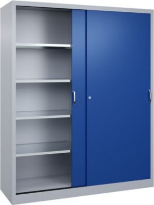 C + P Schiebetüren-Werkzeugschrank Acurado aus Stahl in Weißaluminium/Enzianblau, B: 160 cm, T: 50 cm, H: 195 cm - Bild 1