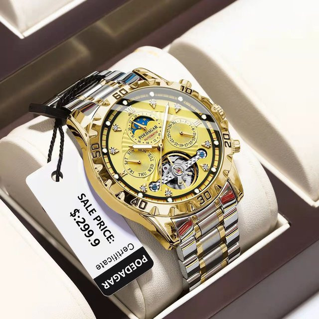 POEDAGAR Armbanduhr, Automatik, Edelstahl, Roségold, Herren - Bild 1