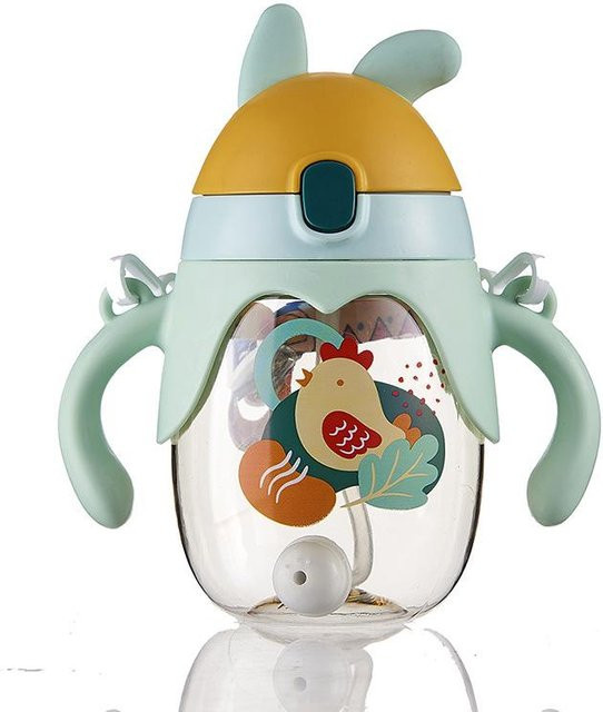 Binchi Keji Travel Trinklernbecher für Kinder mit Strohhalm, Cartoon Design, Mehrfarbig, 460 ml - Bild 1