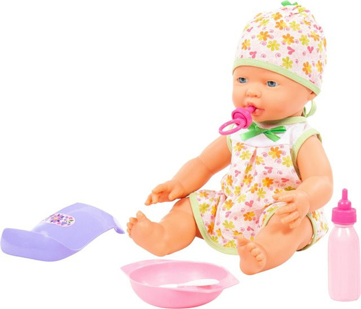 Polesie Fröhliches Baby Puppe mit Schnuller & Fütterset ab 3 Jahren