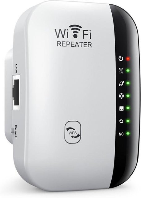 Meiteai-All WiFi Repeater 300Mbps Signal Booster mit eingebauter Antenne und LAN-Anschluss, Weiß - Bild 1