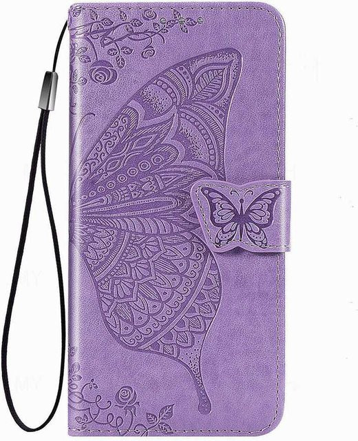 Schmetterling Leder Klapphülle Brieftaschenhülle für Vivo V60 Lite 5G in Lichtlila - Bild 1
