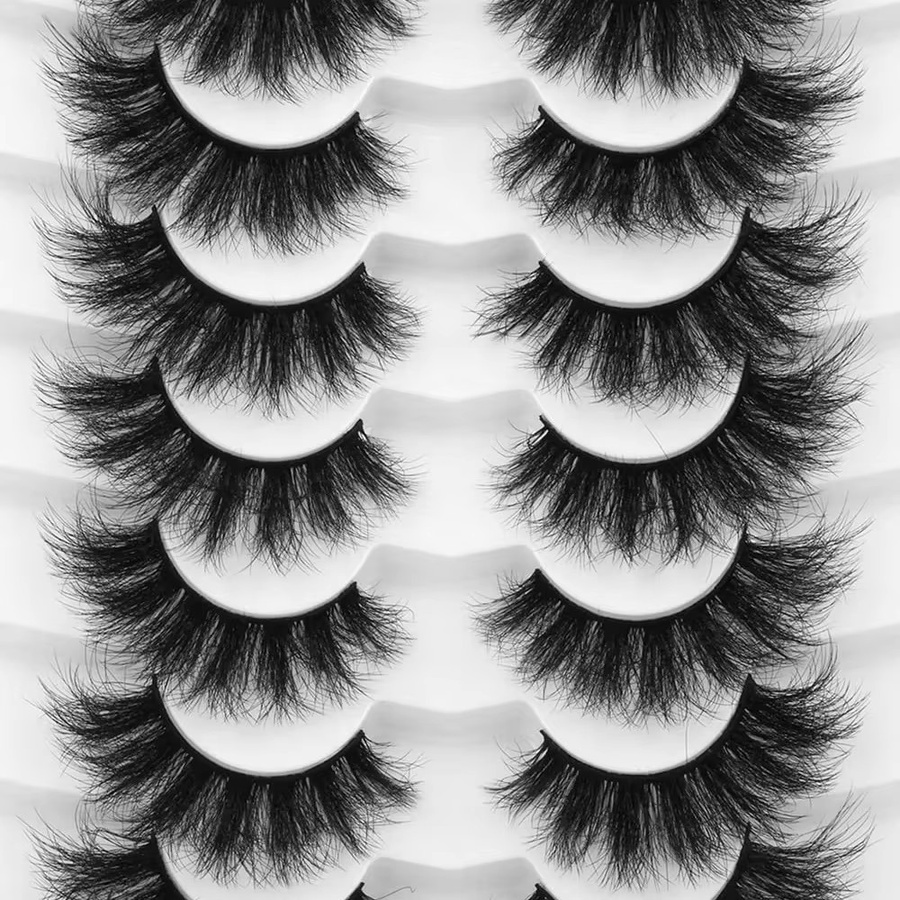 JIEFUXIN Künstliche Wimpern, 7 Paar, Wispy Cat-Eye-Look, Unisex - Bild 5