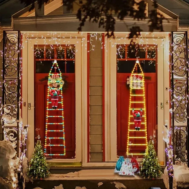 VENUSWING LED-Weihnachtslichter mit kletterndem Weihnachtsmann, mehrfarbig RGB, wasserdicht mit 8 Modi für Fenster, Garten und Weihnachtsbaum - Bild 1