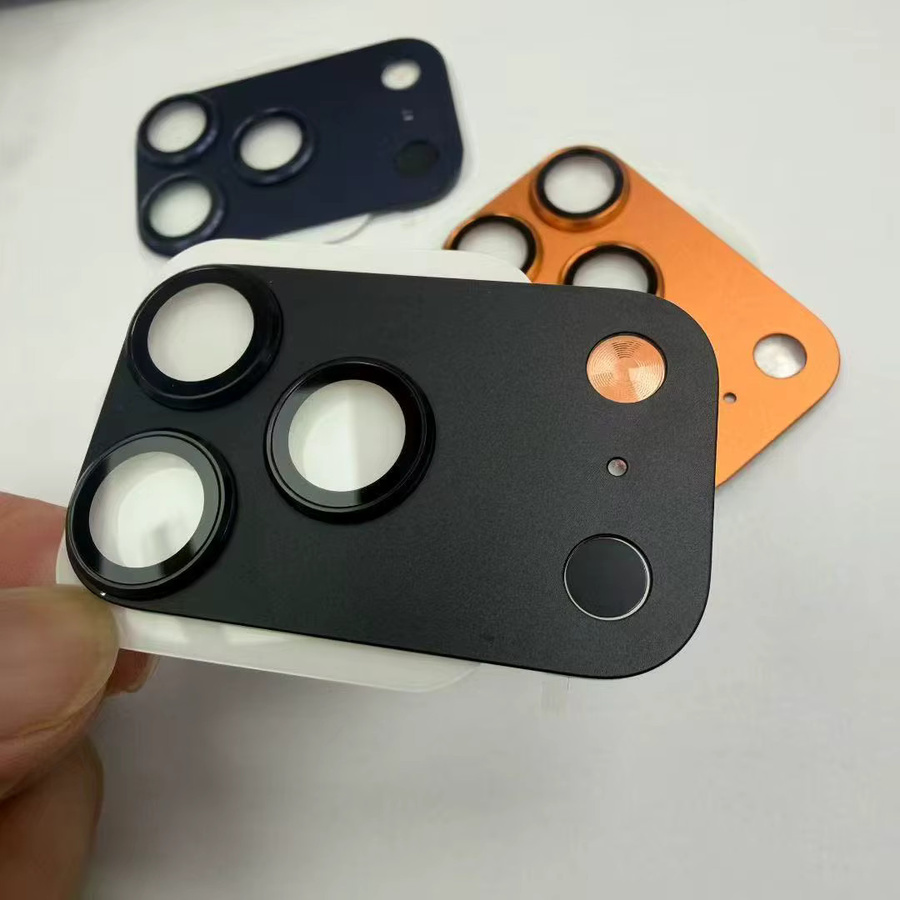 Metall Kamera Schutzabdeckung für iPhone 14 15 16 17 Pro Max in Orange aus Glas-Legierung als Objektivring-Schutzkappe - Bild 2