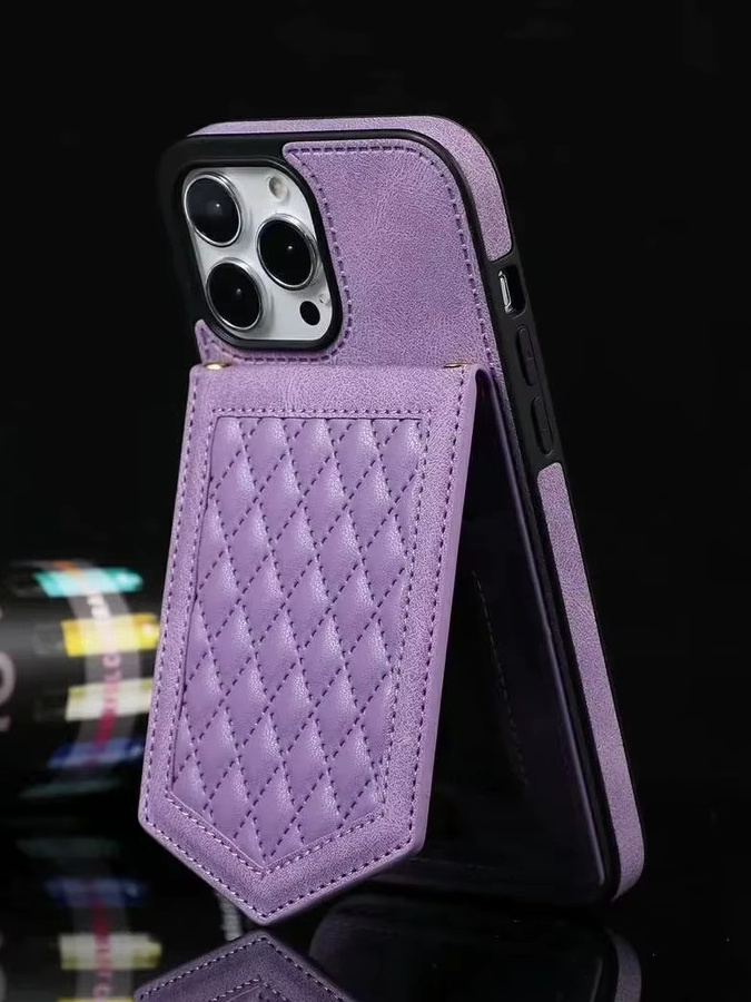 RFID-blockierende Ledertasche von aierkeba mit Make-up-Spiegel und Kartenhalter für iPhone 11 bis iPhone 16 Pro Max in Rot und Lila - Bild 7