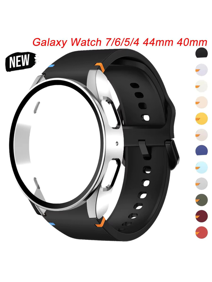 FancyWrist Uhrenarmband mit Schutzhülle, Silikon, Schwarz, Samsung Galaxy Watch - Bild 5