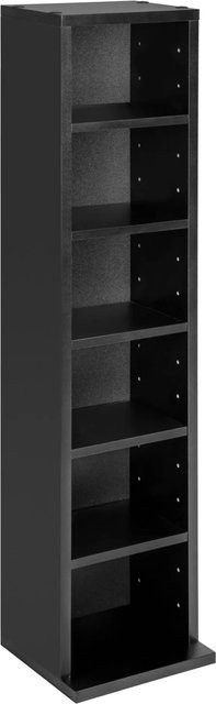 tectake Juliane CD DVD Regal in Schwarz mit 6 Fächern und höhenverstellbaren Zwischenböden, H x B x T: 90 x 20 x 21 cm - Bild 2