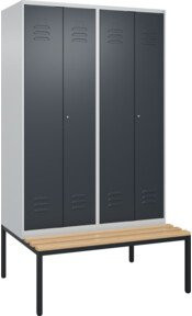 C+P PSA Doppel-Spind Classic PLUS Sitzbank mit 4 Abteilen, Buche-Hartholz, B/T/H: 212,0 x 120,0 x 81,5 cm - Bild 1