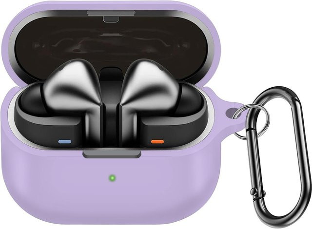 Silikonhülle für Samsung Galaxy Buds 3 und Buds 3 Pro in Violett mit Schlüsselanhänger - Bild 1