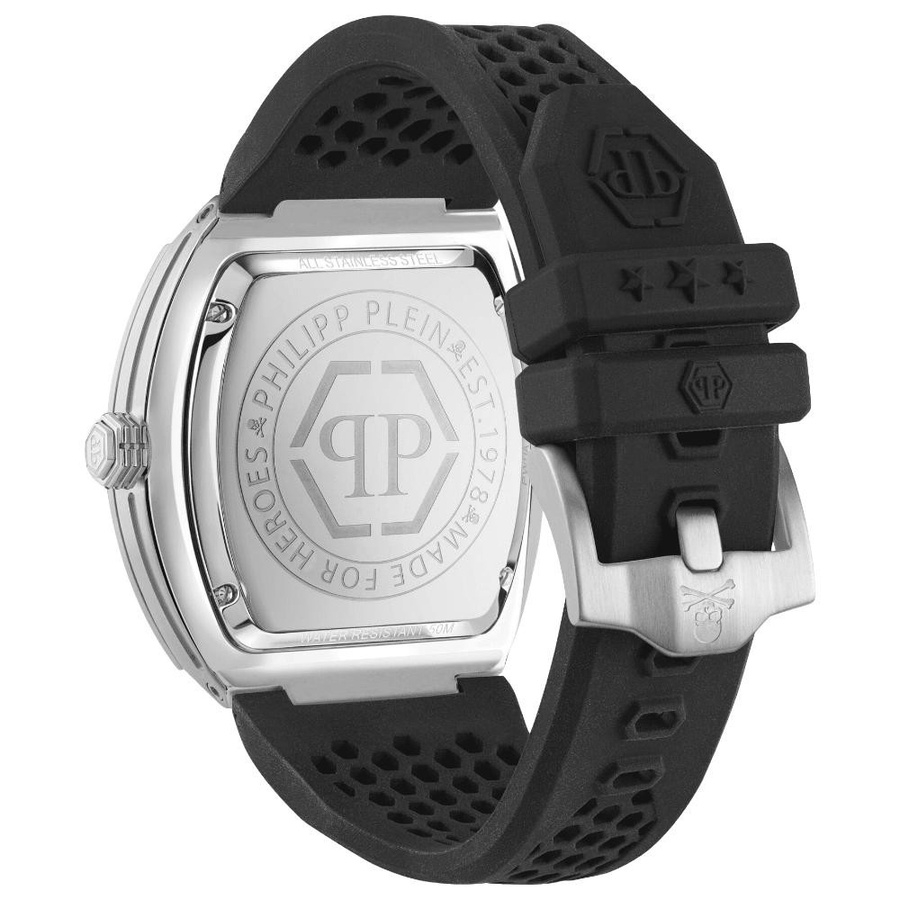 Philipp Plein Herrenuhr, Quarz, Edelstahl, Tonneau, 44 mm, Silikon, Schwarz - Bild 2
