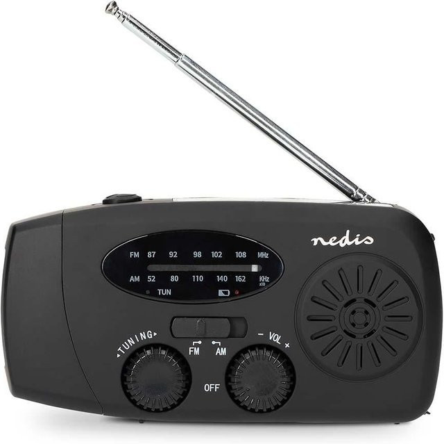 Nedis RDFMCR2000BK Notfallradio mit UKW, FM und AM sowie USB-C Anschluss in Schwarz - Bild 2