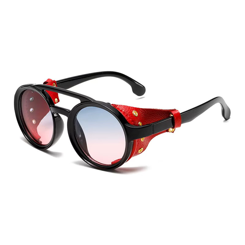 Sonnenbrille Retro Runde Steampunk, Vollrand, Kunststoff, Schwarz, Unisex - Bild 2