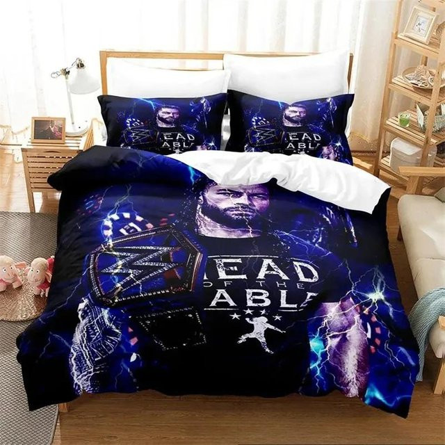 Roman Reigns Bettwäsche Kollektion mit Bettbezug und Kissenbezug in Blau, B/H: 140 x 210 cm - Bild 1