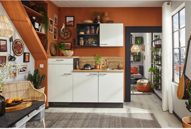 pino Küchenzeile Weiß mit Geräteschrank B/T/H: 180 x 60 x 206,2 cm - Bild 1