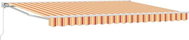 vidaXL Manuell Einziehbare Markise mit Semi-Cassette in Gelb, Orange und Weiß, B: 400 cm, T: 300 cm - Bild 1
