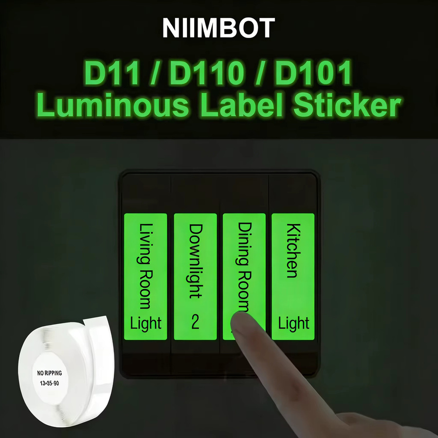 NIIMBOT Leuchtendes Etikettenband für D11, D110 und D101, selbstleuchtende Aufkleber aus Papier, Breite: 15 mm (90 mm Rolle) - Bild 3
