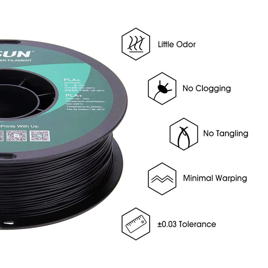 eSUN PLA+ 3D-Drucker-Filament Schwarz, Durchmesser: 1,75 mm, 1 kg Spule - Bild 4