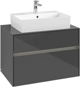 V&B Waschtischunterschrank Collaro in Glossy Grey mit Waschtisch und LED-Beleuchtung, B/T/H: 80 x 54,8 x 50 cm - Bild 1