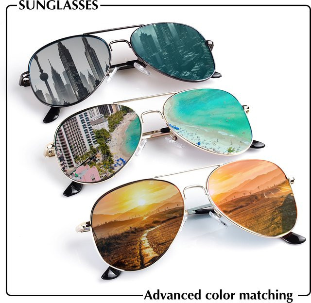 ZOZO TOMI Sonnenbrille Aviator, Metall, Vollrand, Multicolor, Unisex - Bild 1