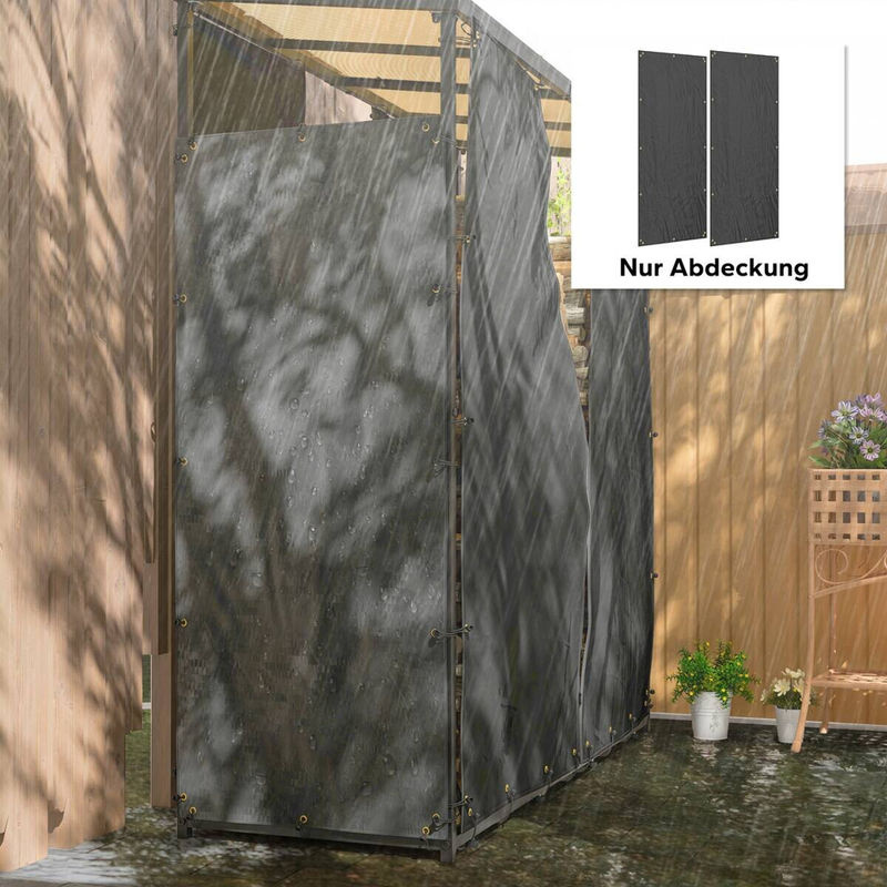 Outsunny Kaminholzregal Abdeckung aus Polyester in Schwarz, B/H/L: 62 x 0,1 x 148 cm - Bild 5