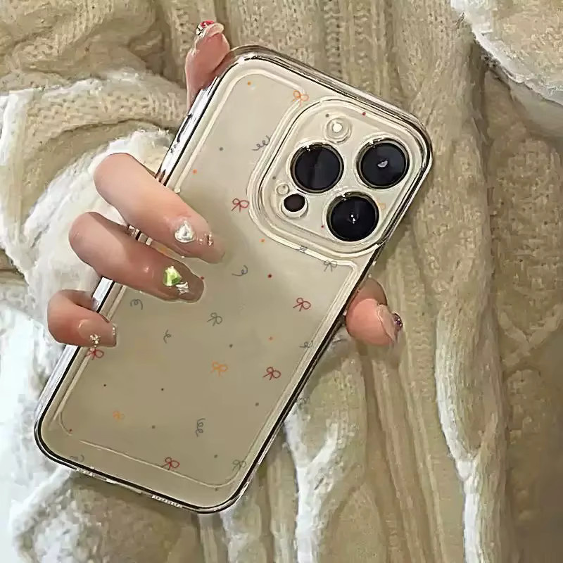 Transparente Handyhülle mit Schleifen und Punktmuster für Apple iPhone 17 16 15 Pro Max Serien - Bild 2
