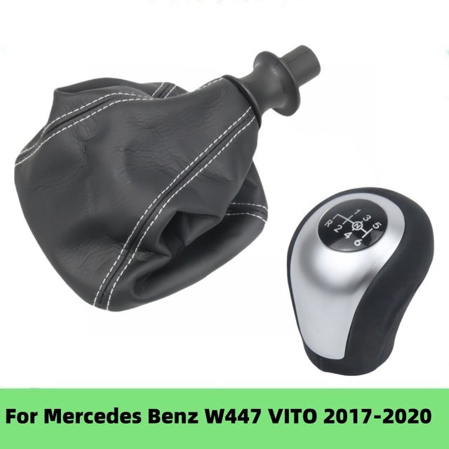 A_Space_Tuning Schaltknauf Set für Mercedes Benz W447 VITO 2017–2020 mit 6-Gang-Handbuch, Schalthebel, Gamasche und Kofferraum-Zubehör - Bild 1