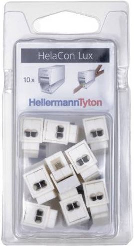 HellermannTyton HECL-2/1-Blister-PA66-WH Verbindungsklemme in Weiß, 3-polig, für flexible Leiter 0,5-2,5mm² und starre Leiter 0,75-2,5mm² - Bild 1