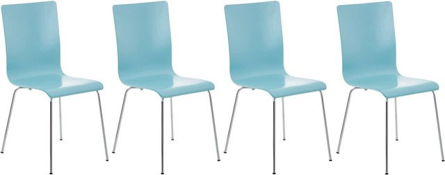 CLP 4er-Set Wartezimmerstühle PEPE Konferenzstühle mit ergonomischem Holzsitz und Metallgestell in Turquoise - Bild 1