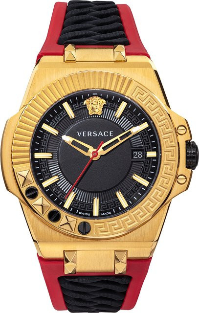 Versace Armbanduhr, Quarz, Edelstahl, 46 mm, Herren, Schwarz, Gold - Bild 1