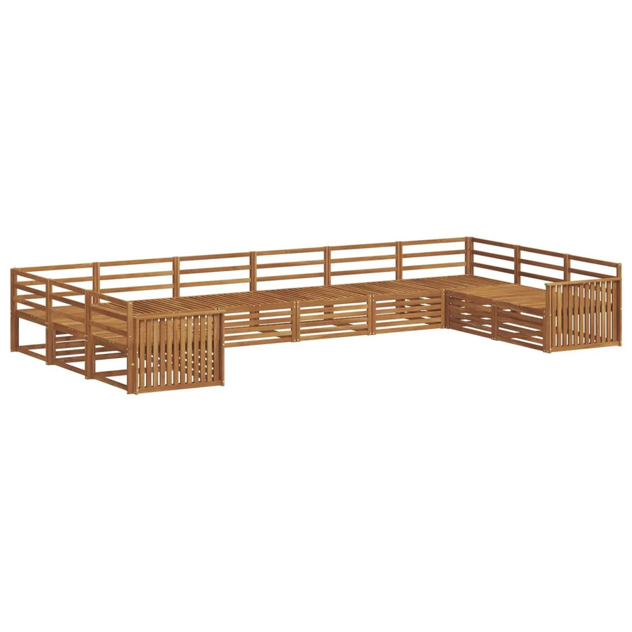 vidaXL Sofagarnitur aus Massivholz Akazie in Natur Braun, 10-teiliges Set im modernen Latten-Design - Bild 2