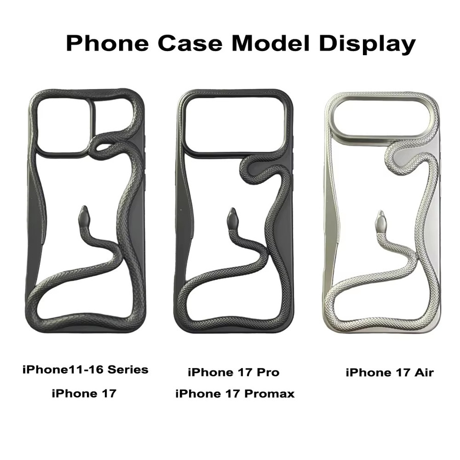 Schlangenbeschichtung Handyhülle für iPhone 11 bis 17 Pro Max Plus mit Luftwärmeableitung und Galvanik-Effekt aus TPU Soft Cover in Silber - Bild 5