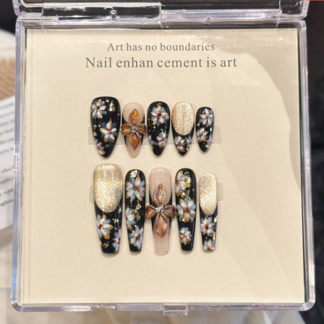 YADORNOS Press On Nails, Schwarz, Glänzend, 10 Stück - Bild 1