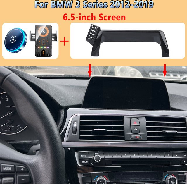 Magnetische kabellose Autotelefon-Halterung für BMW 3er (2012–2019) mit 6,5 Zoll Display, Schwarz - Bild 1