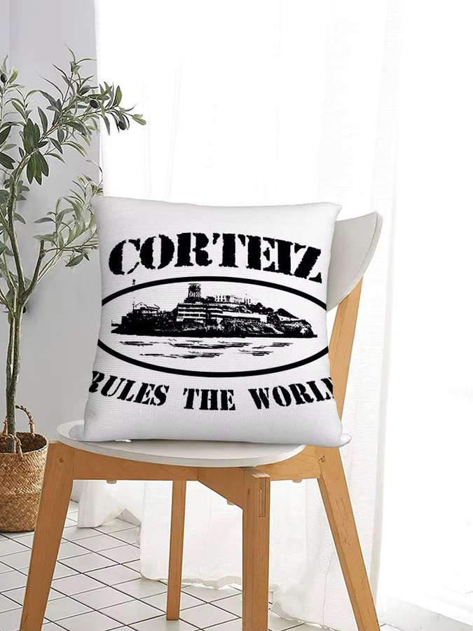 C-Corteiz Kissenbezug aus Bio-Leinen in Weiß, doppelseitig bedruckt, quadratisch, Breite: 30 cm, Höhe: 30 cm - Bild 6
