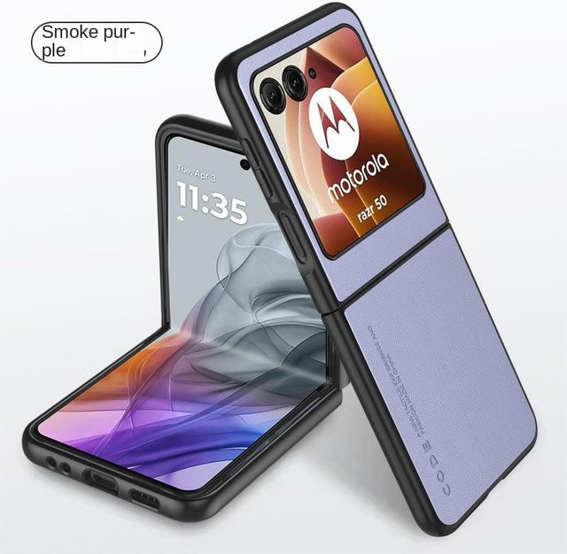 szHAIyu Premium Lederhülle für Motorola Razr 50 Ultra, Moto Razr 50, Razr 40, Stoßfeste Handyhülle aus Hartplastik in Purple - Bild 1